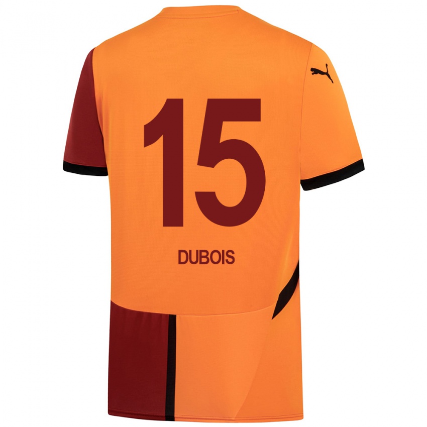 Enfant Maillot Léo Dubois #15 Jaune Rouge Tenues Domicile 2024/25 T-Shirt Belgique