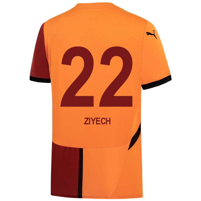 Kinderen Hakim Ziyech #22 Geel Rood Thuisshirt Thuistenue 2024/25 T-Shirt België