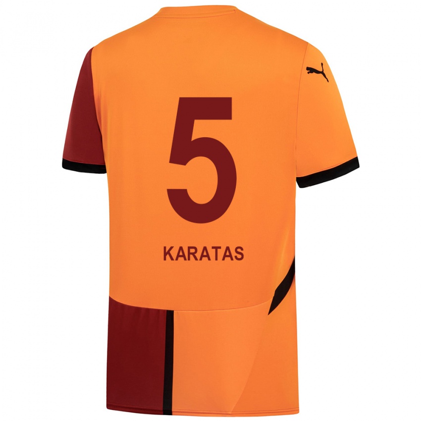 Kinderen Eda Karataş #5 Geel Rood Thuisshirt Thuistenue 2024/25 T-Shirt België