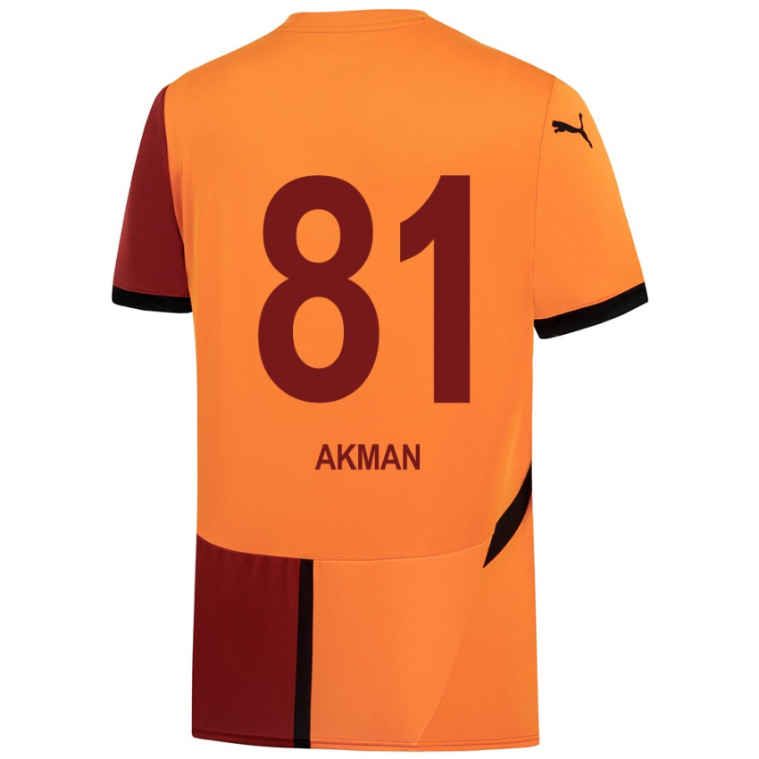 Kinder Hamza Akman #81 Gelb Rot Heimtrikot Trikot 2024/25 T-Shirt Belgien