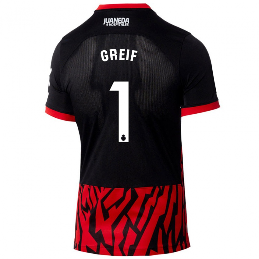 Kinderen Dominik Greif #1 Zwart Rood Thuisshirt Thuistenue 2024/25 T-Shirt België