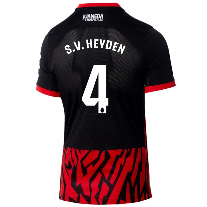 Enfant Maillot Siebe Van Der Heyden #4 Noir Rouge Tenues Domicile 2024/25 T-Shirt Belgique