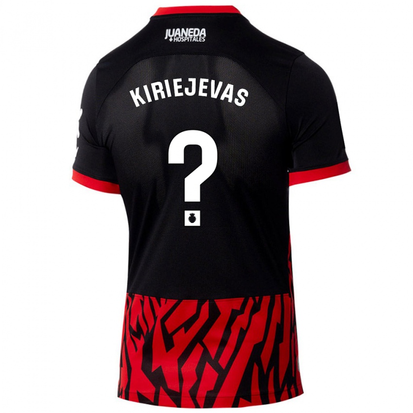 Enfant Maillot Rimvydas Kiriejevas #0 Noir Rouge Tenues Domicile 2024/25 T-Shirt Belgique