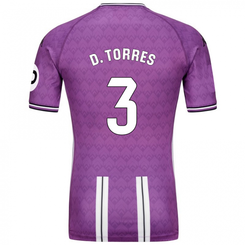 Enfant Maillot David Torres #3 Violet Blanc Tenues Domicile 2024/25 T-Shirt Belgique