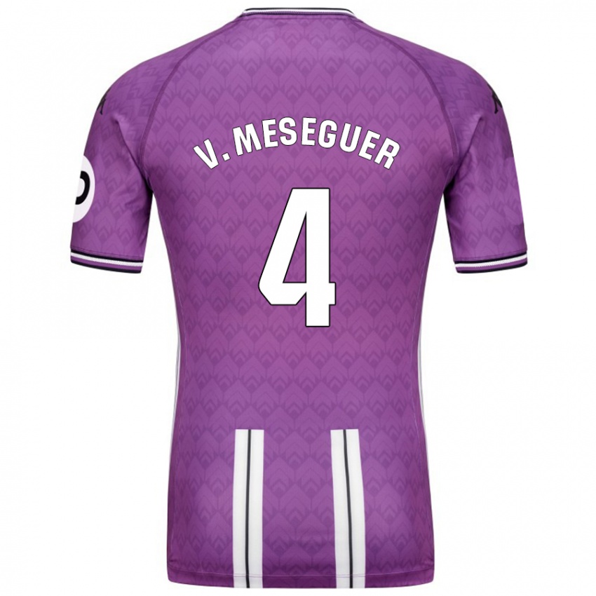 Enfant Maillot Víctor Meseguer #4 Violet Blanc Tenues Domicile 2024/25 T-Shirt Belgique