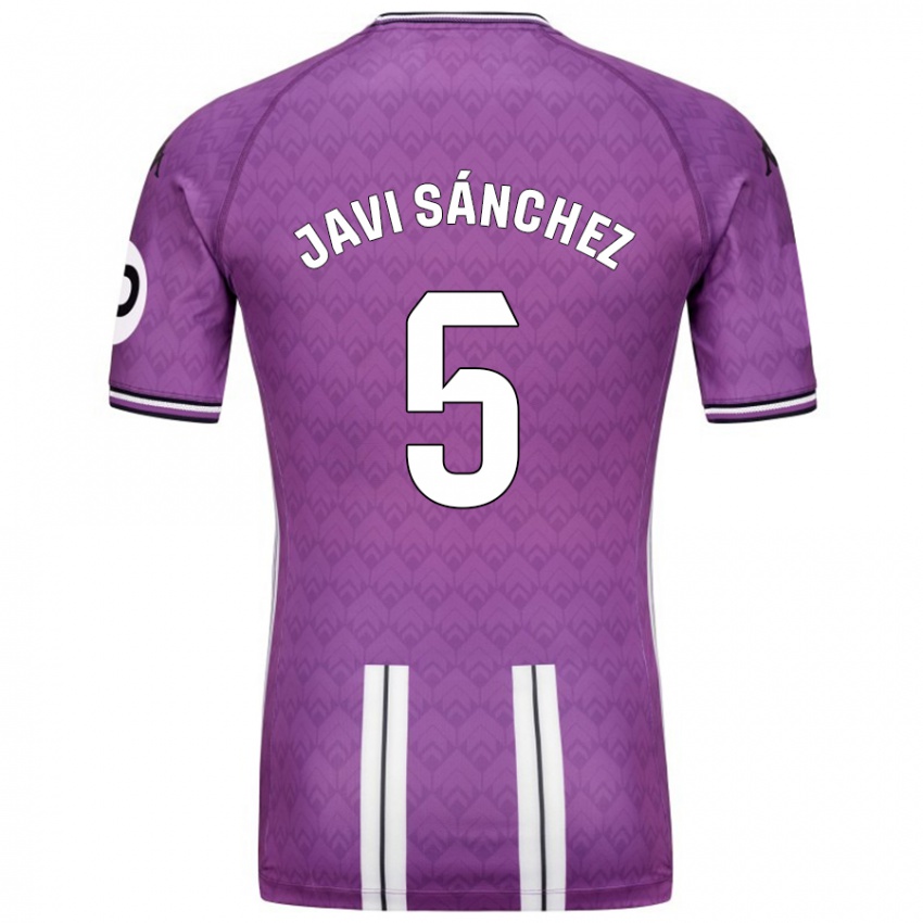 Enfant Maillot Javi Sánchez #5 Violet Blanc Tenues Domicile 2024/25 T-Shirt Belgique