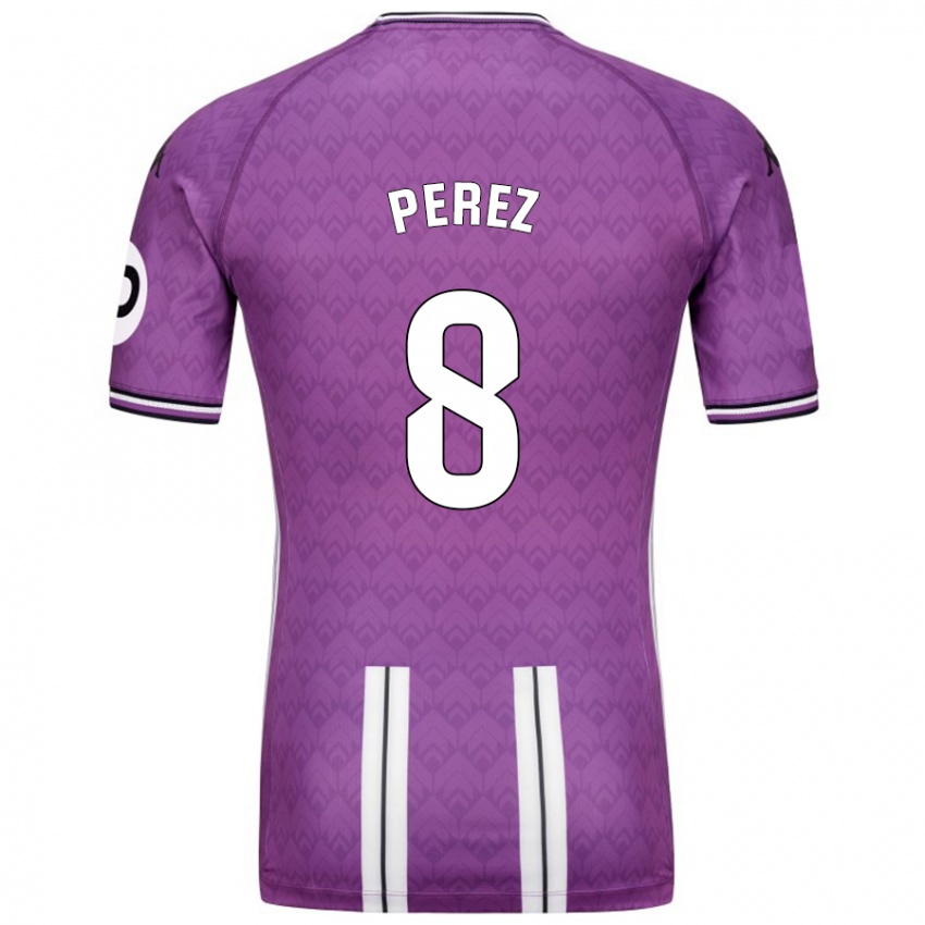 Enfant Maillot Kike Pérez #8 Violet Blanc Tenues Domicile 2024/25 T-Shirt Belgique