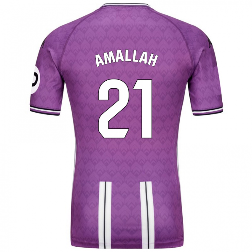 Enfant Maillot Selim Amallah #21 Violet Blanc Tenues Domicile 2024/25 T-Shirt Belgique