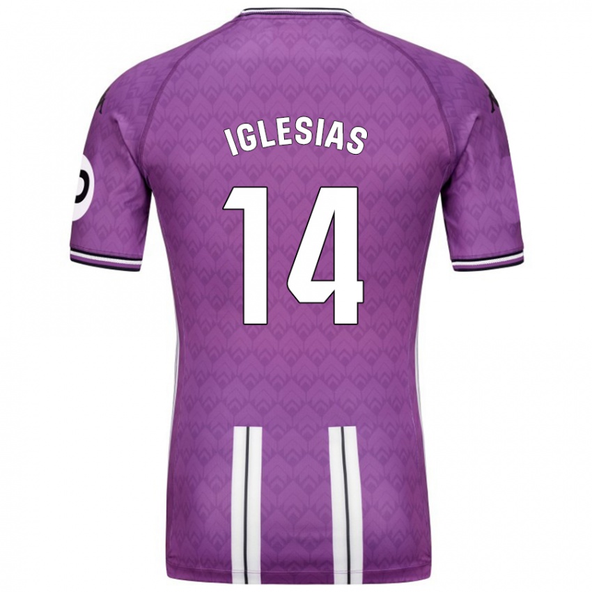 Enfant Maillot Koke Iglesias #14 Violet Blanc Tenues Domicile 2024/25 T-Shirt Belgique