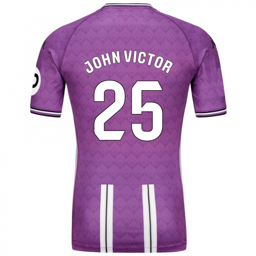 Enfant Maillot John Victor #25 Violet Blanc Tenues Domicile 2024/25 T-Shirt Belgique