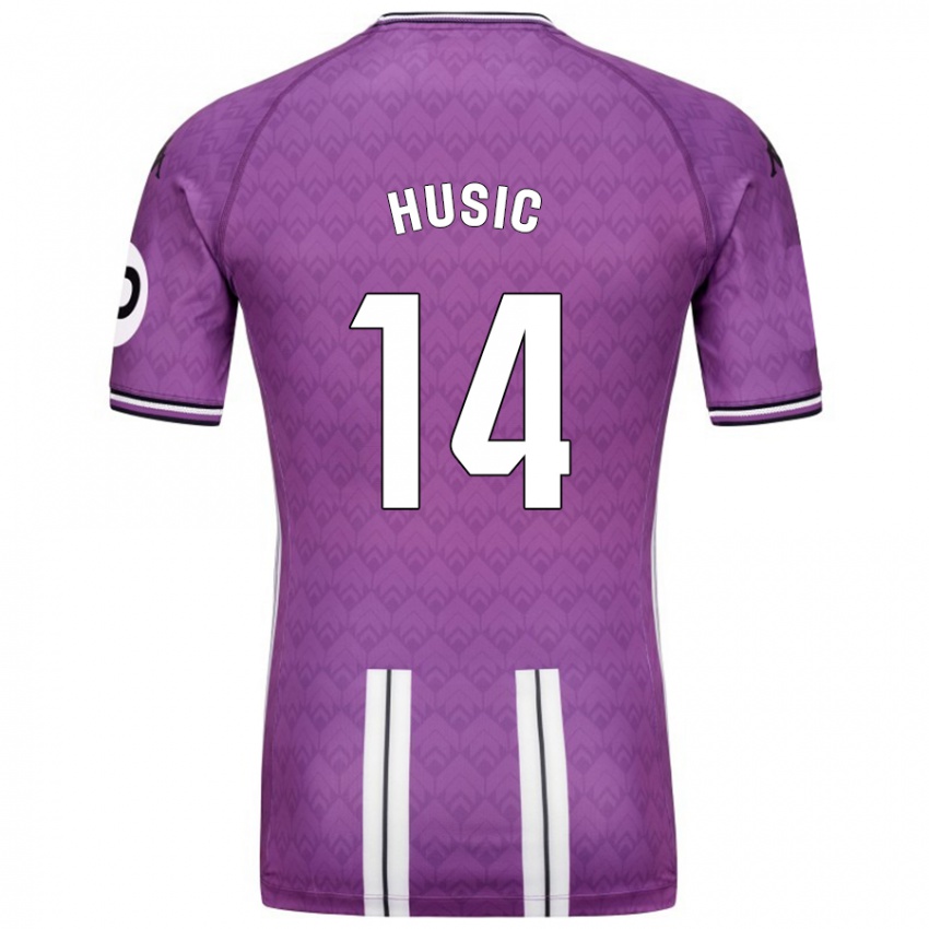 Enfant Maillot Salih Husic #14 Violet Blanc Tenues Domicile 2024/25 T-Shirt Belgique