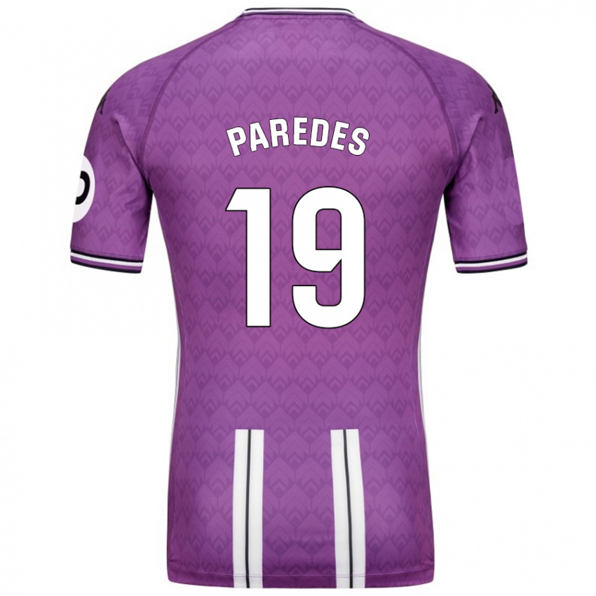 Enfant Maillot Yago Paredes #19 Violet Blanc Tenues Domicile 2024/25 T-Shirt Belgique