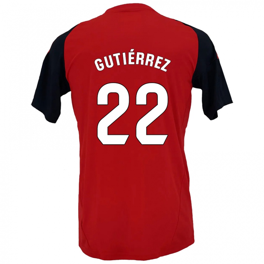 Kinderen Juan Gutiérrez #22 Rood Zwart Thuisshirt Thuistenue 2024/25 T-Shirt België