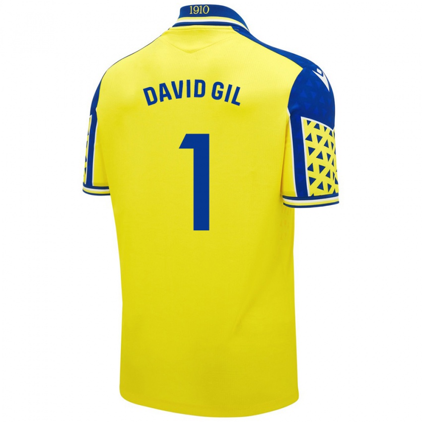 Enfant Maillot David Gil #1 Jaune Bleu Tenues Domicile 2024/25 T-Shirt Belgique