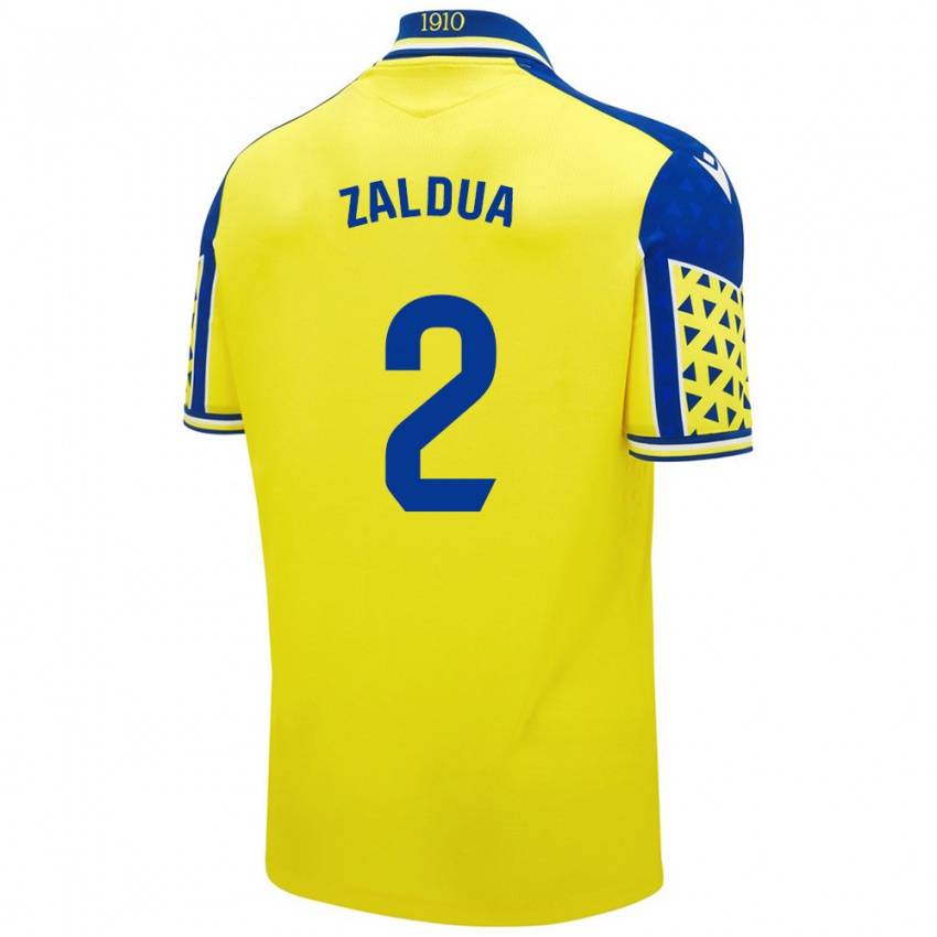 Enfant Maillot Joseba Zaldua #2 Jaune Bleu Tenues Domicile 2024/25 T-Shirt Belgique