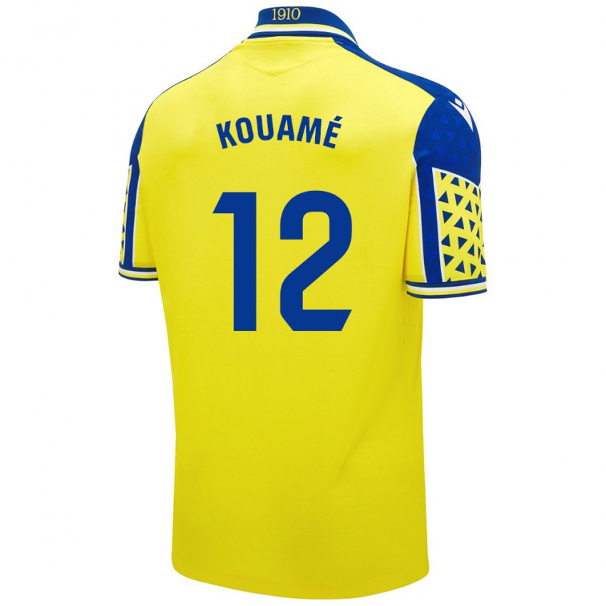 Enfant Maillot Rominigue Kouamé #12 Jaune Bleu Tenues Domicile 2024/25 T-Shirt Belgique