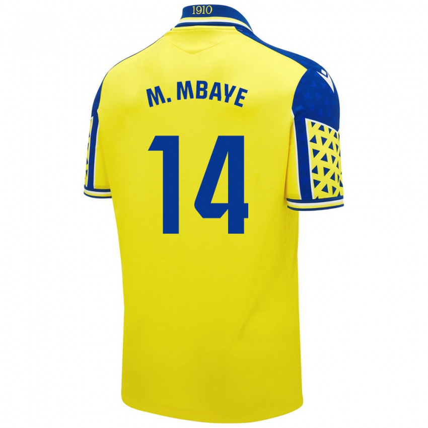 Enfant Maillot Momo Mbaye #14 Jaune Bleu Tenues Domicile 2024/25 T-Shirt Belgique