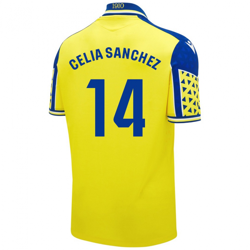 Kinderen Celia Sánchez García #14 Geel Blauw Thuisshirt Thuistenue 2024/25 T-Shirt België