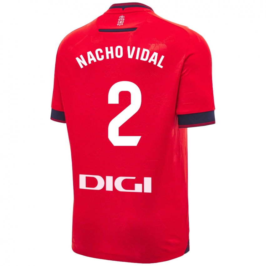 Kinderen Nacho Vidal #2 Rood Wit Thuisshirt Thuistenue 2024/25 T-Shirt België