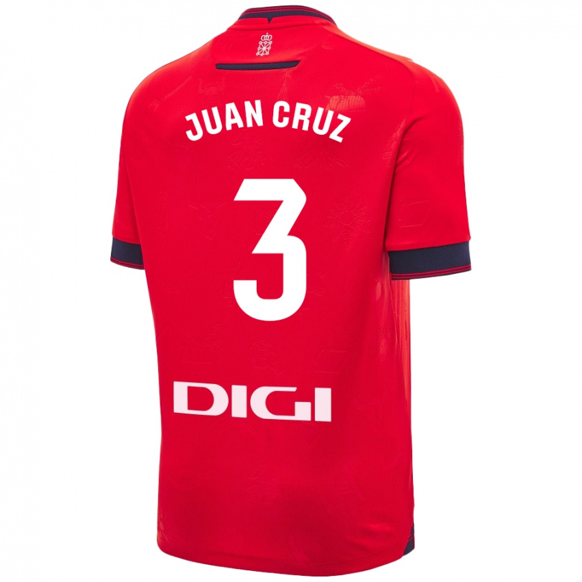 Enfant Maillot Juan Cruz #3 Rouge Blanc Tenues Domicile 2024/25 T-Shirt Belgique