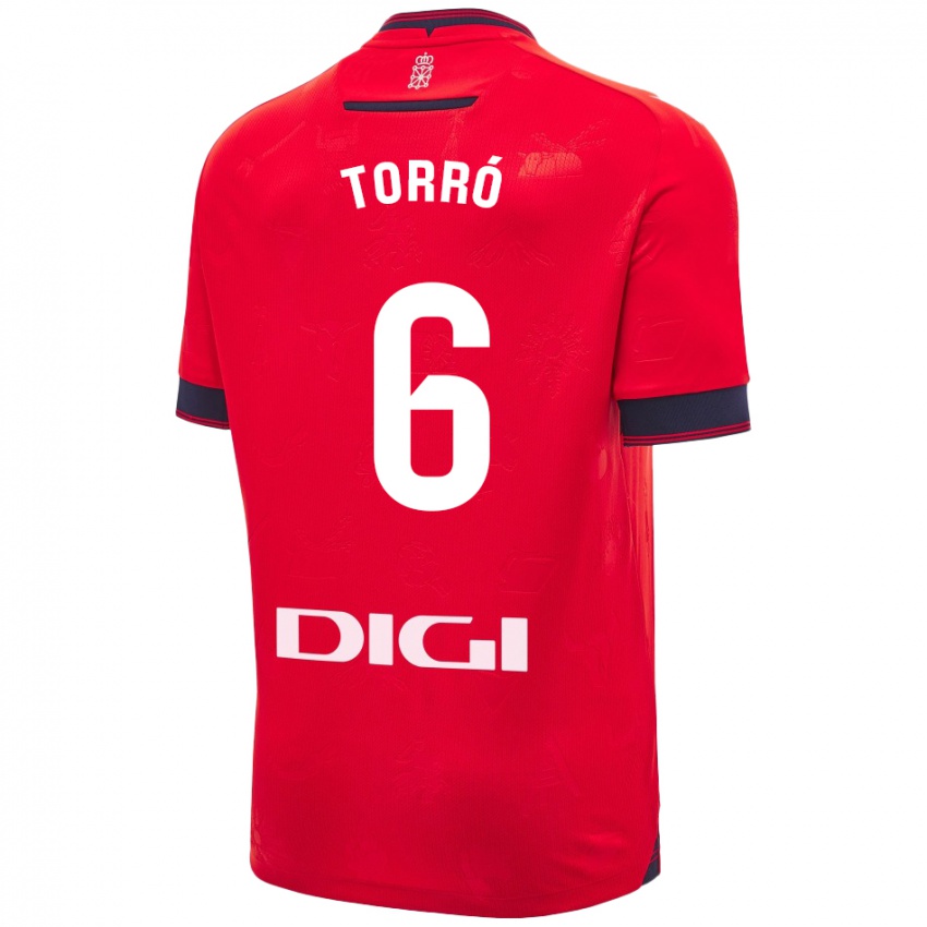 Enfant Maillot Lucas Torró #6 Rouge Blanc Tenues Domicile 2024/25 T-Shirt Belgique