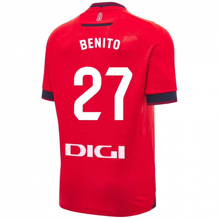 Enfant Maillot Iker Benito #27 Rouge Blanc Tenues Domicile 2024/25 T-Shirt Belgique