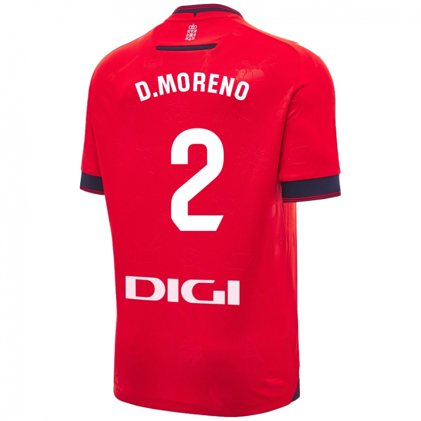 Enfant Maillot Diego Moreno #2 Rouge Blanc Tenues Domicile 2024/25 T-Shirt Belgique