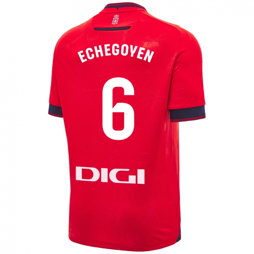 Enfant Maillot Mauro Echegoyen #6 Rouge Blanc Tenues Domicile 2024/25 T-Shirt Belgique