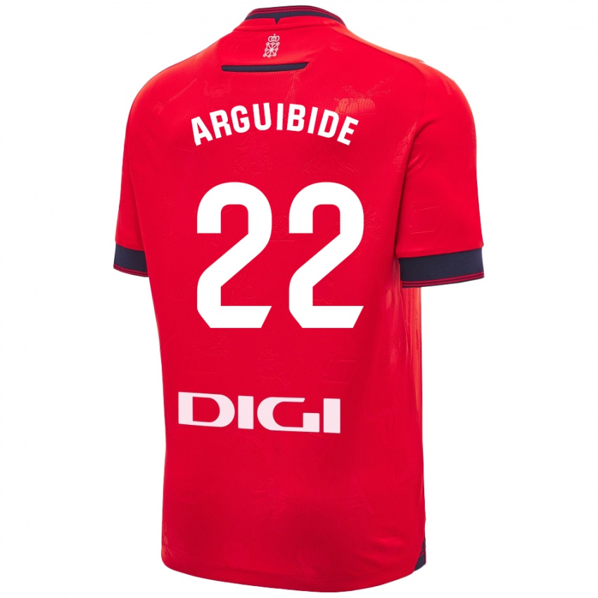 Enfant Maillot Iñigo Arguibide #22 Rouge Blanc Tenues Domicile 2024/25 T-Shirt Belgique