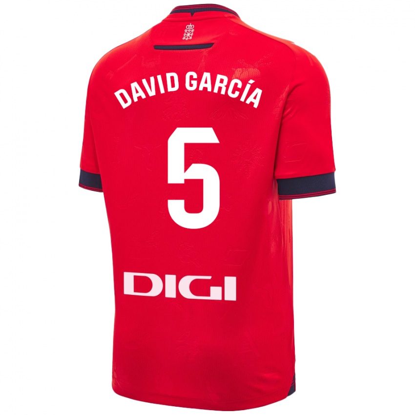 Kinderen David García #5 Rood Wit Thuisshirt Thuistenue 2024/25 T-Shirt België