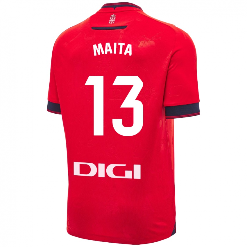 Kinderen Maitane Zalba Irañeta #13 Rood Wit Thuisshirt Thuistenue 2024/25 T-Shirt België