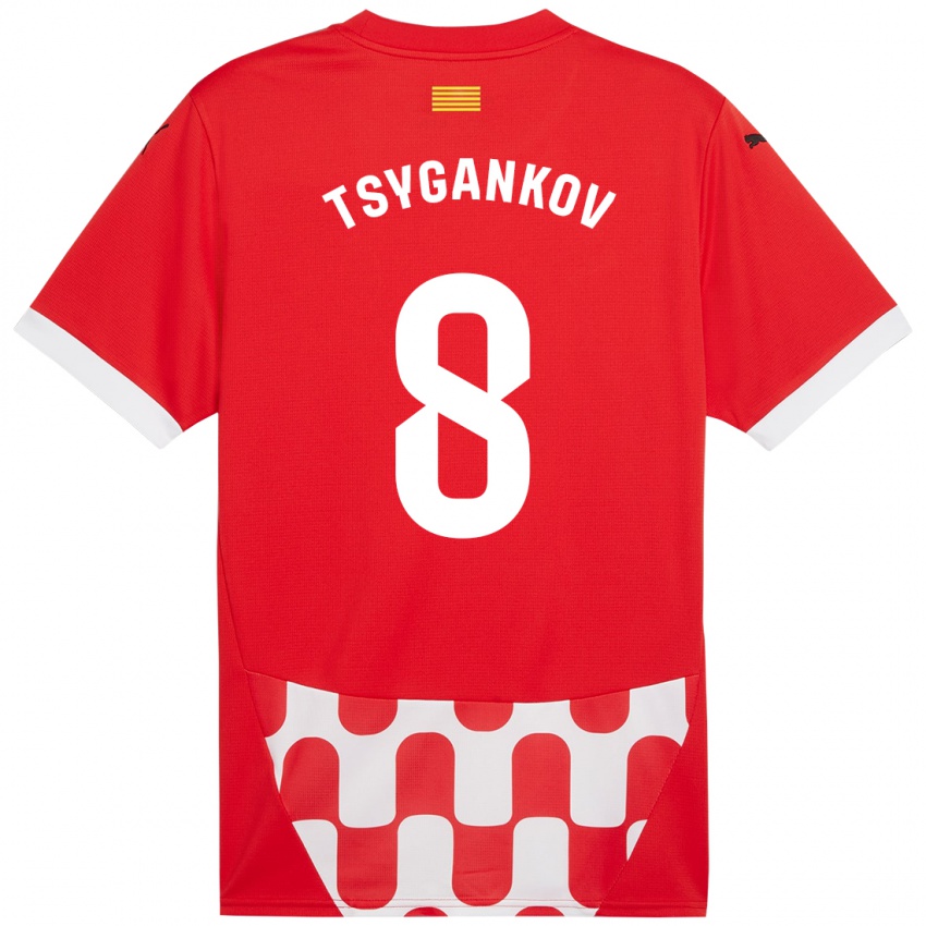 Kinder Viktor Tsygankov #8 Rot Weiß Heimtrikot Trikot 2024/25 T-Shirt Belgien