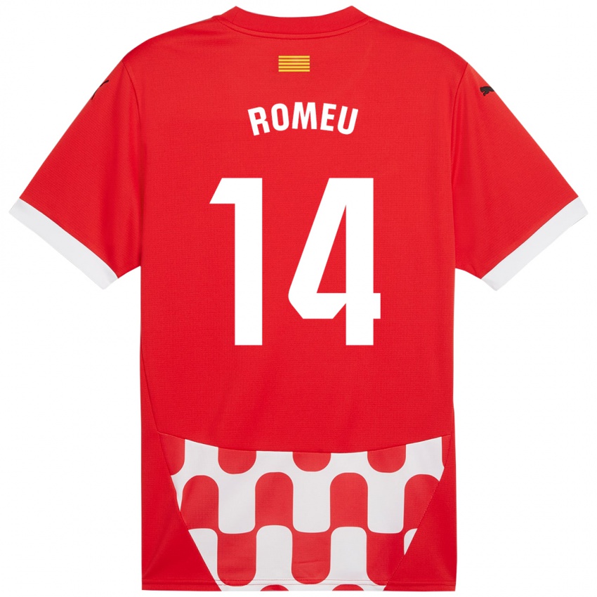 Enfant Maillot Oriol Romeu #14 Rouge Blanc Tenues Domicile 2024/25 T-Shirt Belgique