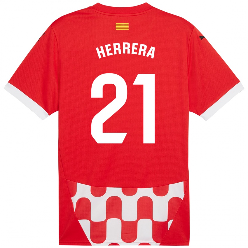 Enfant Maillot Yangel Herrera #21 Rouge Blanc Tenues Domicile 2024/25 T-Shirt Belgique