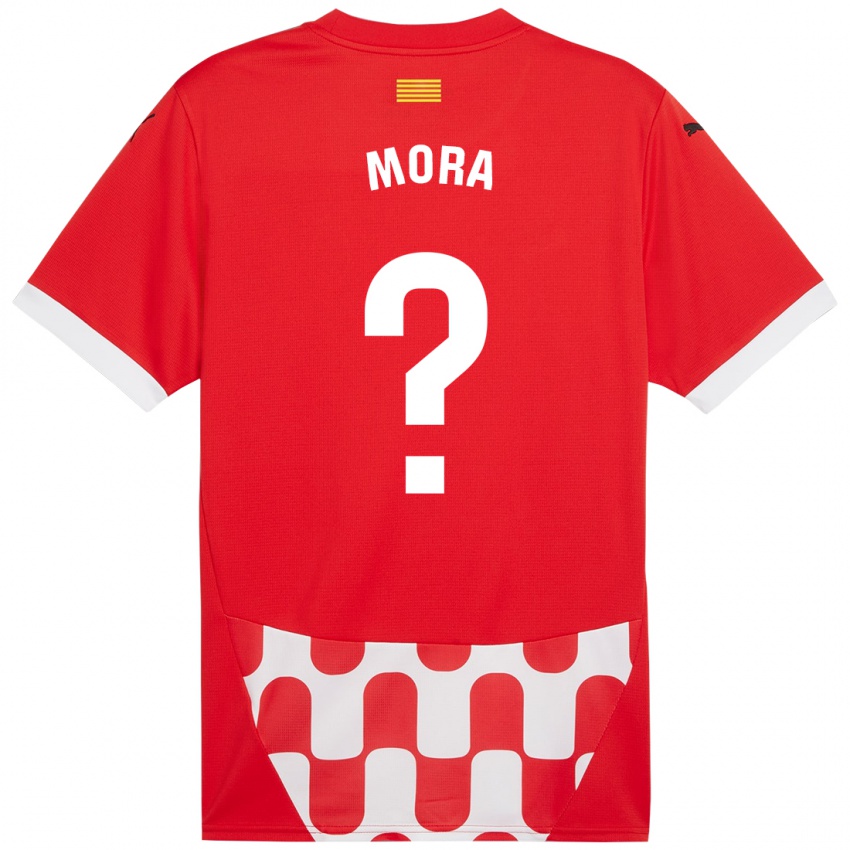 Kinder Adrià Mora #0 Rot Weiß Heimtrikot Trikot 2024/25 T-Shirt Belgien