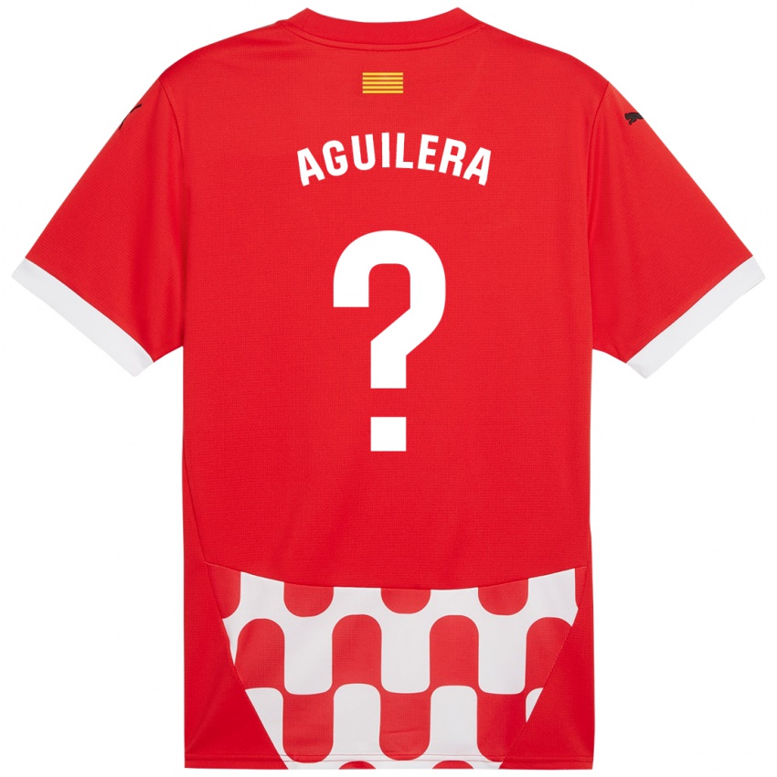 Kinder Oriol Aguilera #0 Rot Weiß Heimtrikot Trikot 2024/25 T-Shirt Belgien