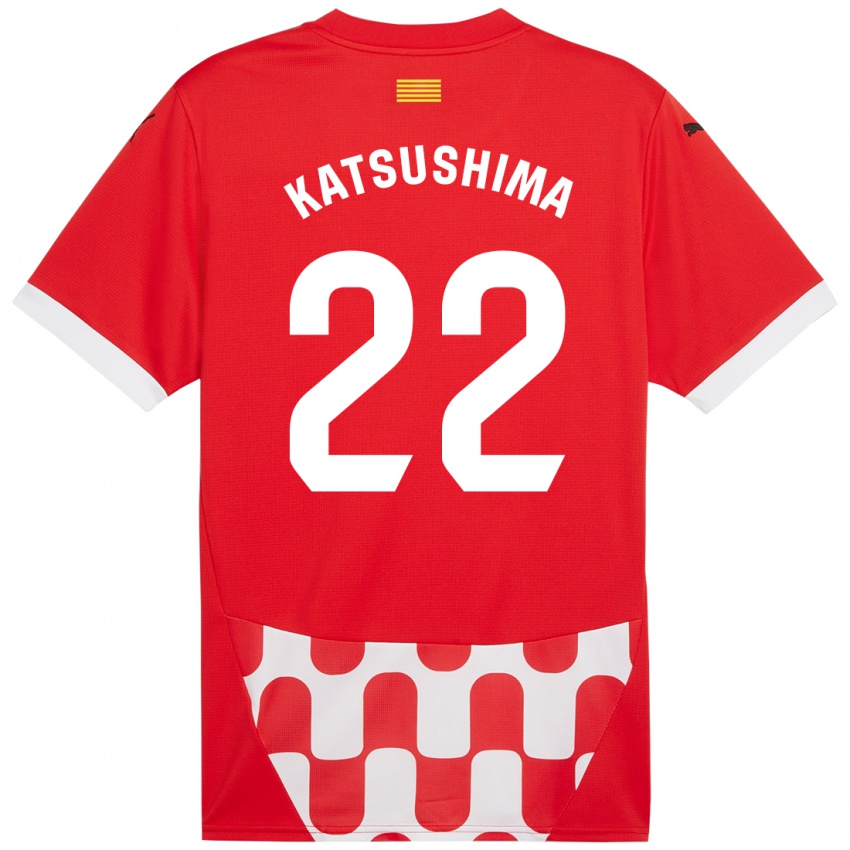 Kinder Shinnosuke Katsushima #22 Rot Weiß Heimtrikot Trikot 2024/25 T-Shirt Belgien