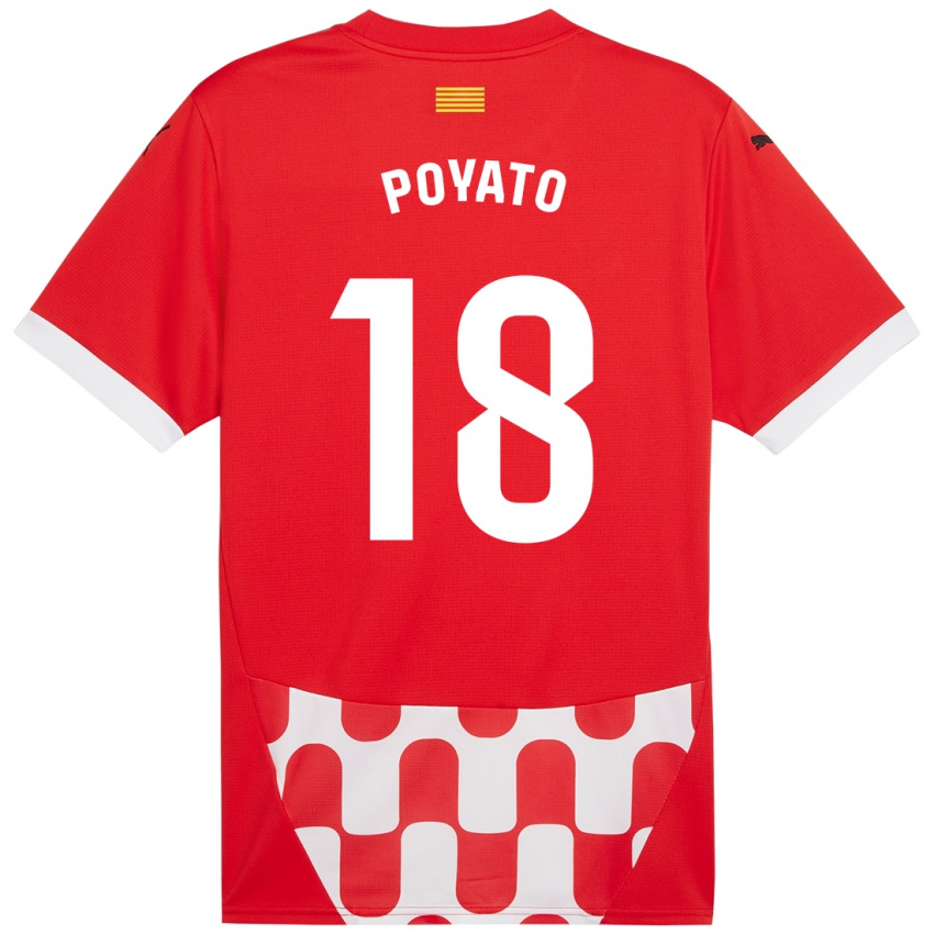 Kinderen Marina Poyato #18 Rood Wit Thuisshirt Thuistenue 2024/25 T-Shirt België