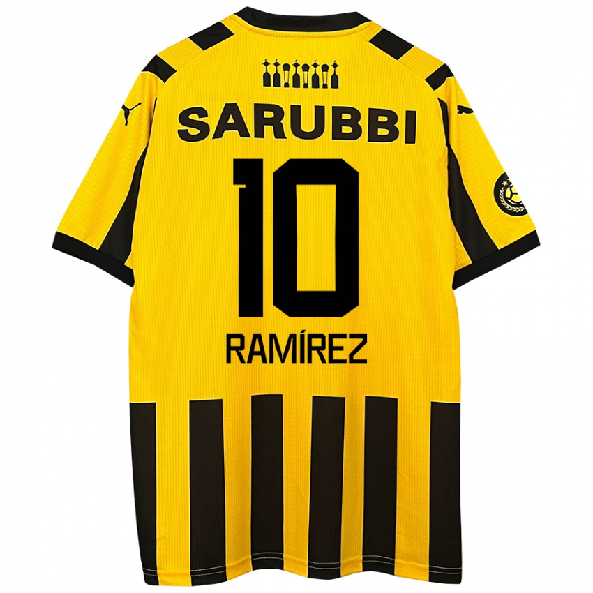 Enfant Maillot Gastón Ramírez #10 Jaune Noir Tenues Domicile 2024/25 T-Shirt Belgique