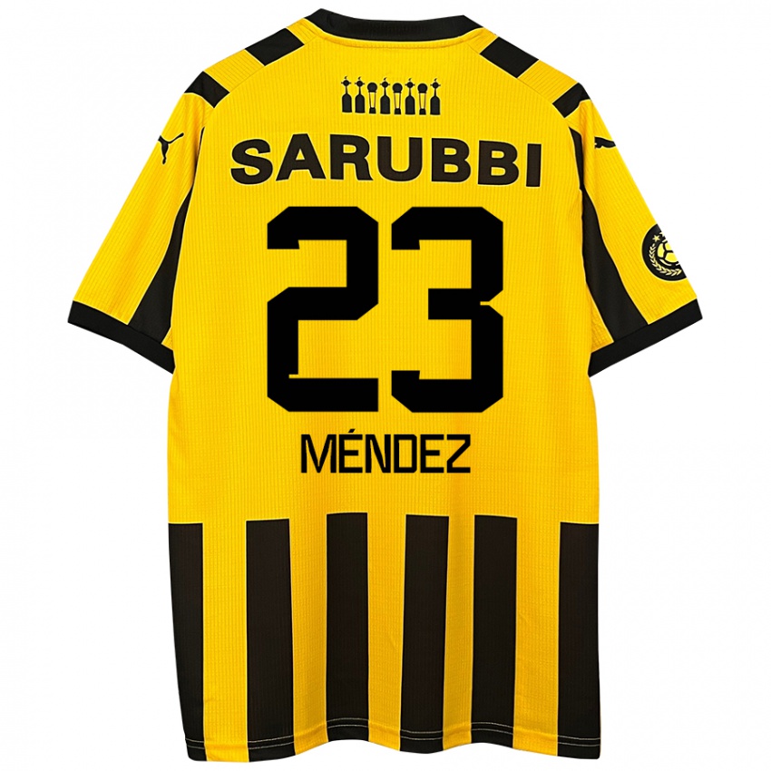 Kinderen Javier Méndez #23 Geel Zwart Thuisshirt Thuistenue 2024/25 T-Shirt België