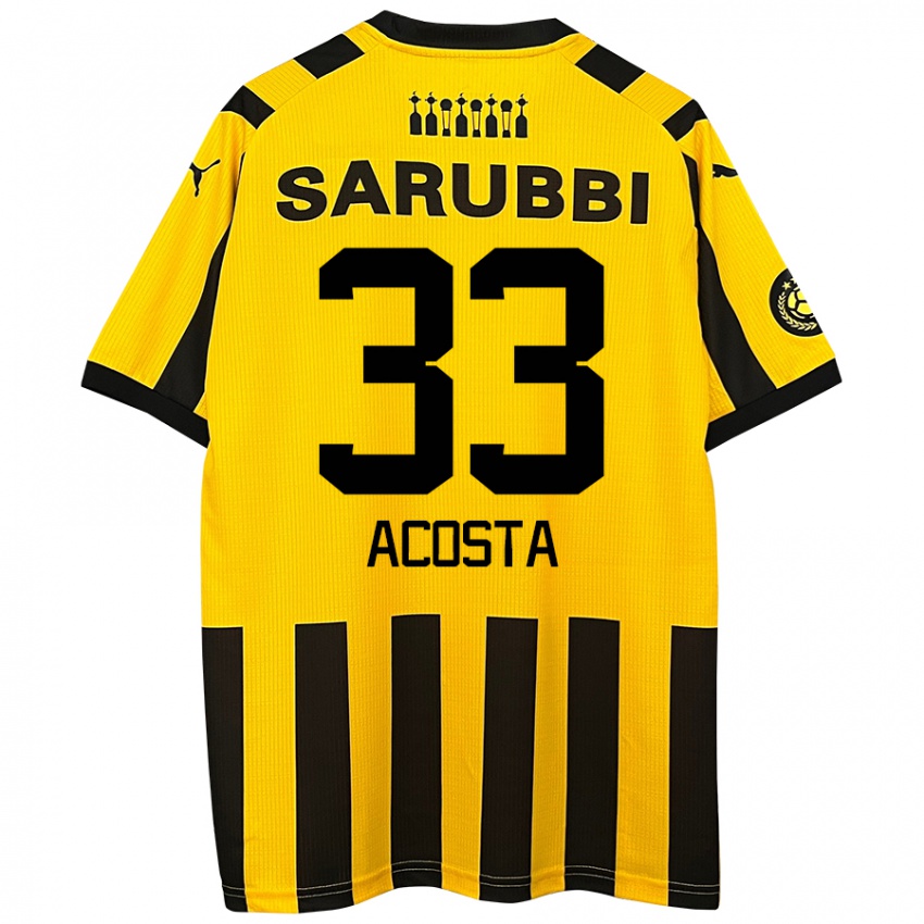 Kinderen Nahuel Acosta #33 Geel Zwart Thuisshirt Thuistenue 2024/25 T-Shirt België