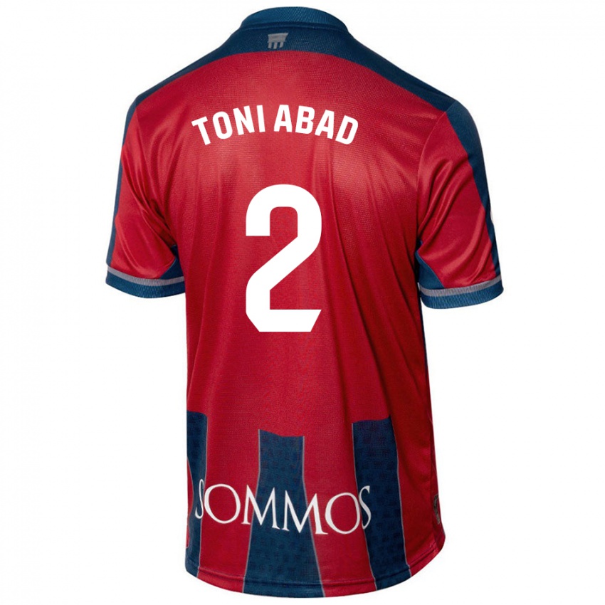 Enfant Maillot Toni Abad #2 Rouge Bleu Tenues Domicile 2024/25 T-Shirt Belgique