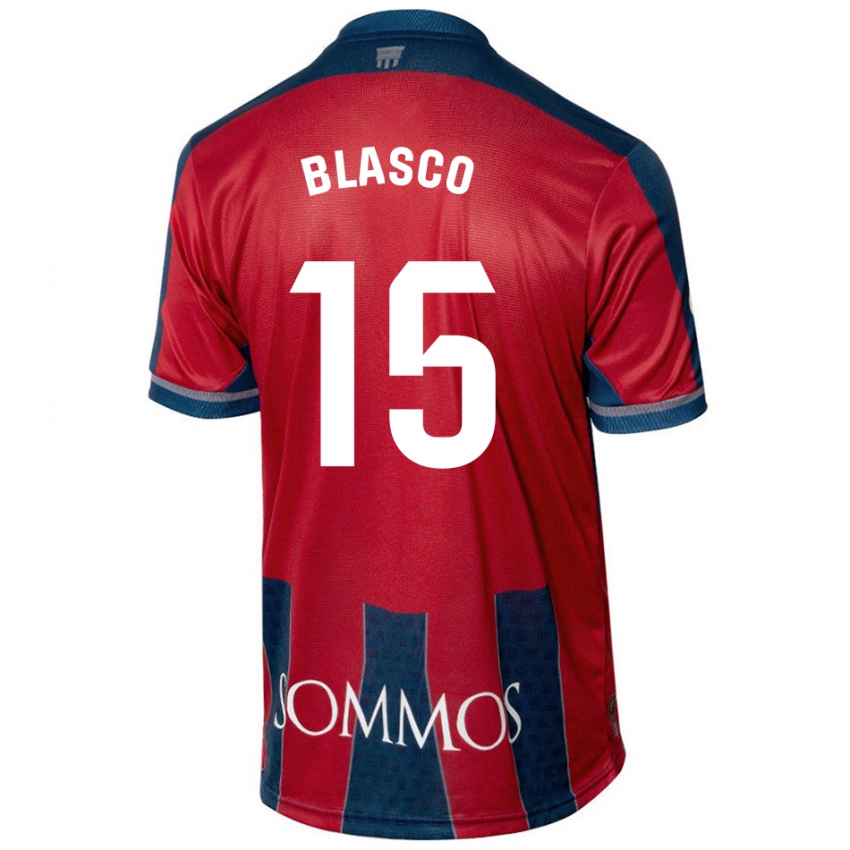 Enfant Maillot Jérémy Blasco #15 Rouge Bleu Tenues Domicile 2024/25 T-Shirt Belgique