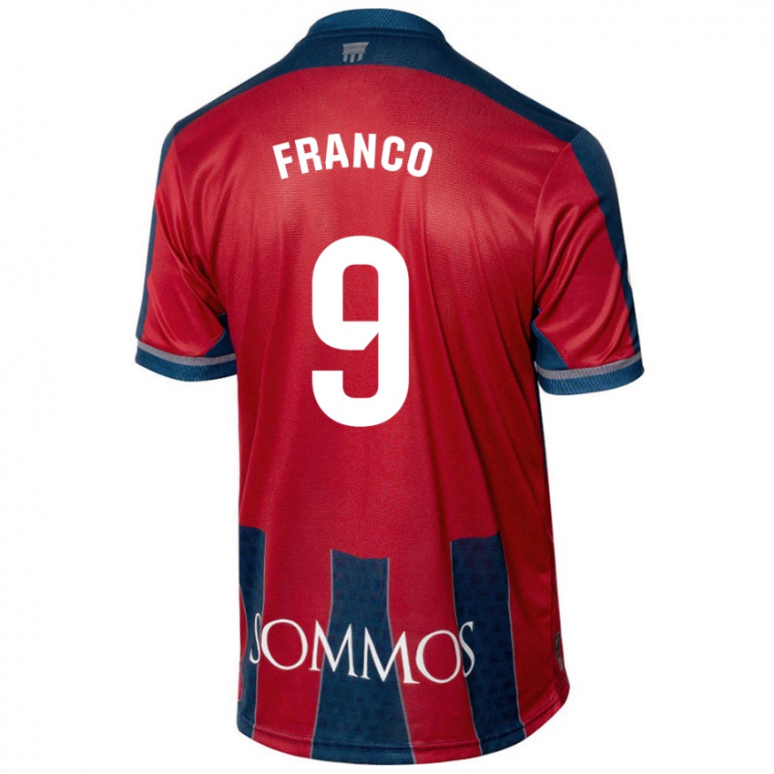 Enfant Maillot Santi Franco #9 Rouge Bleu Tenues Domicile 2024/25 T-Shirt Belgique