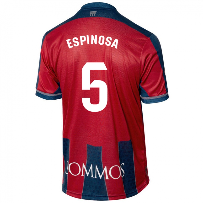 Enfant Maillot Diego Espinosa #5 Rouge Bleu Tenues Domicile 2024/25 T-Shirt Belgique