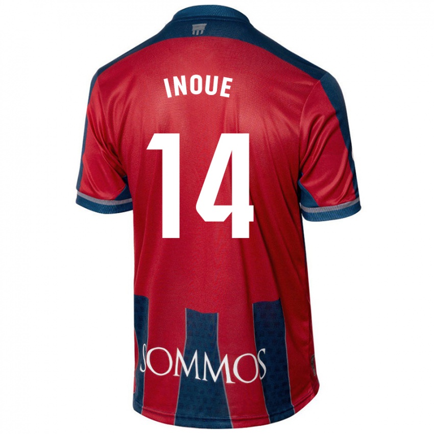 Enfant Maillot Moe Inoue #14 Rouge Bleu Tenues Domicile 2024/25 T-Shirt Belgique