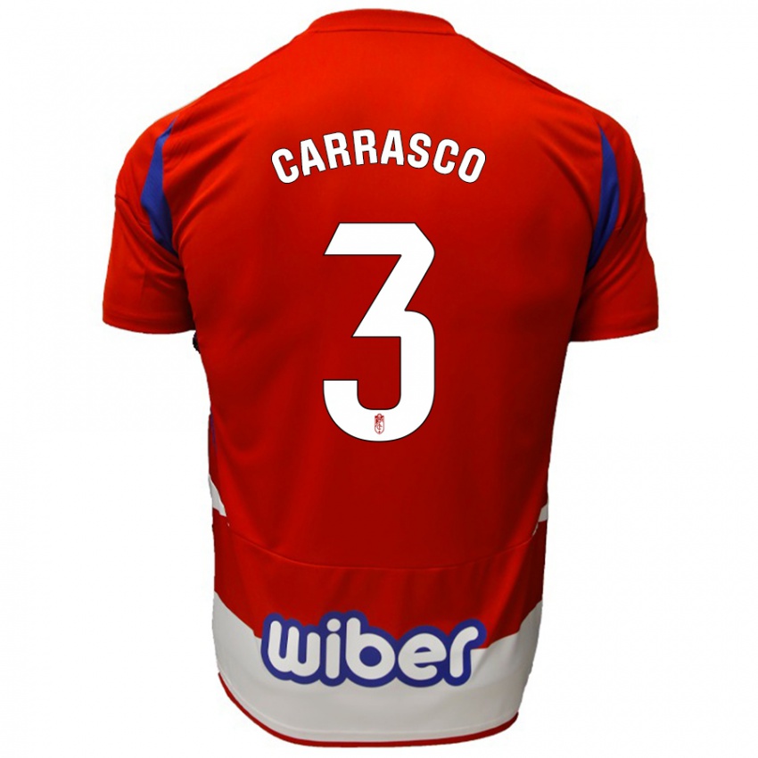 Kinder Marta Carrasco #3 Rot Weiß Blau Heimtrikot Trikot 2024/25 T-Shirt Belgien