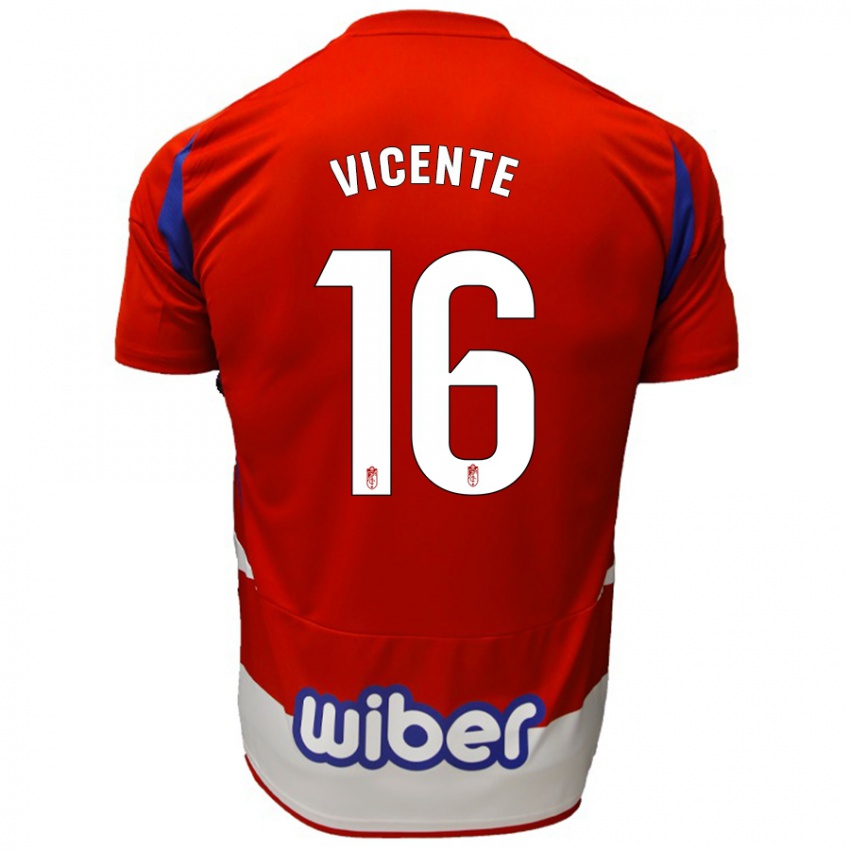 Kinder Nerea Vicente #16 Rot Weiß Blau Heimtrikot Trikot 2024/25 T-Shirt Belgien