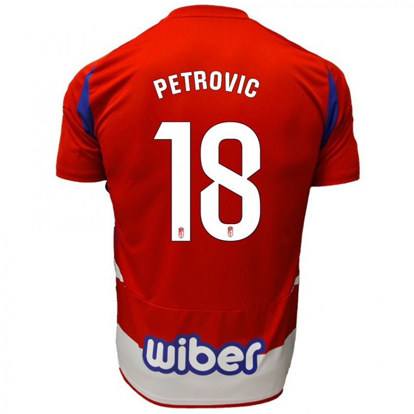 Kinder Njegos Petrovic #18 Rot Weiß Blau Heimtrikot Trikot 2024/25 T-Shirt Belgien