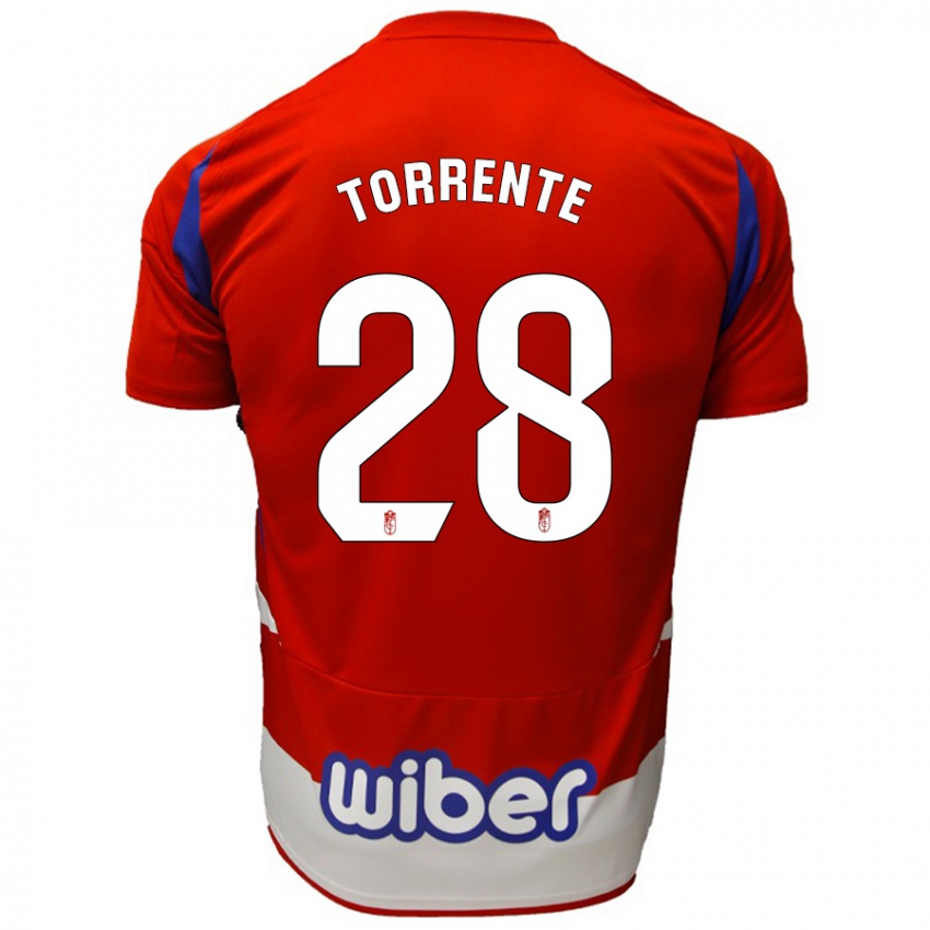 Kinder Raúl Torrente #28 Rot Weiß Blau Heimtrikot Trikot 2024/25 T-Shirt Belgien